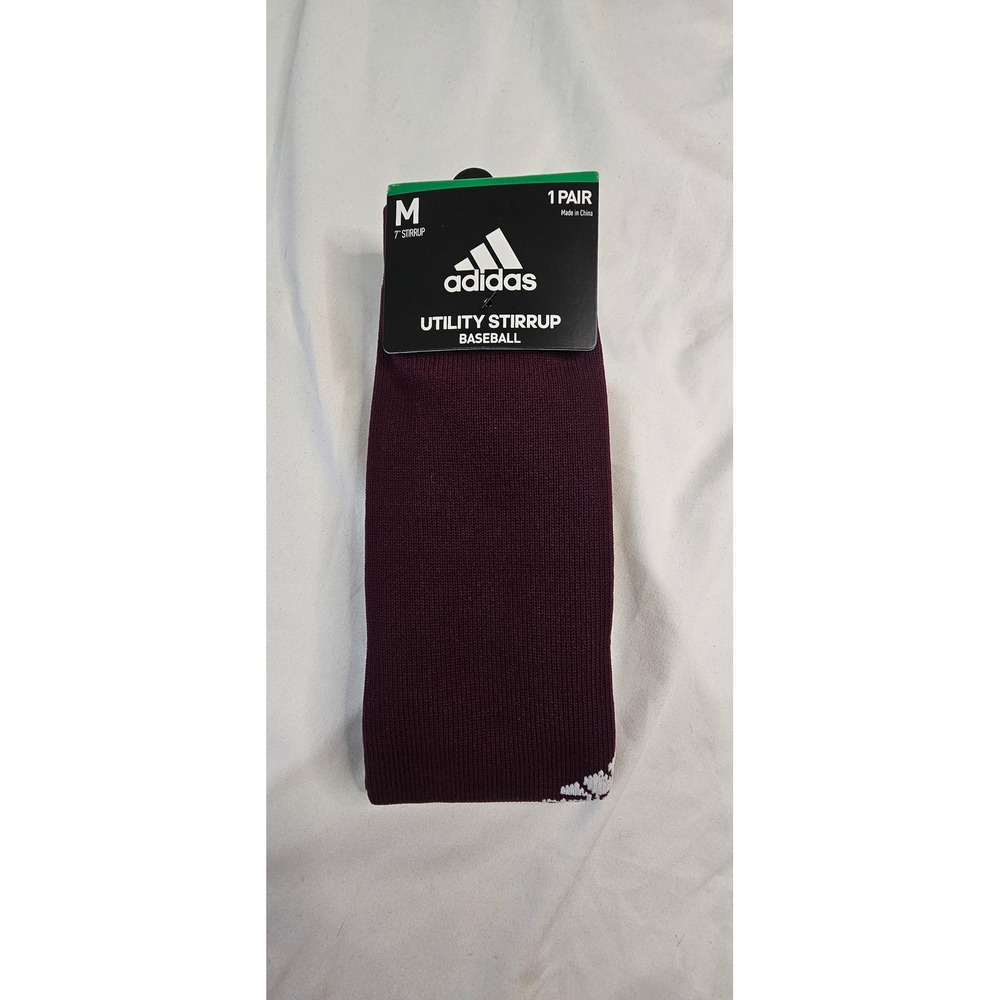 NWT Adidas Utility Stirrup Baseball Socks Maroon‎ White Medium Climalite